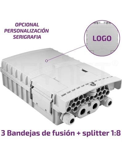 [FDO-4016B-B3-8SA-SP18SA] Caja FTTh IP65 4p/16p incl FDO-4016B-B3-8SA-SP18SA
