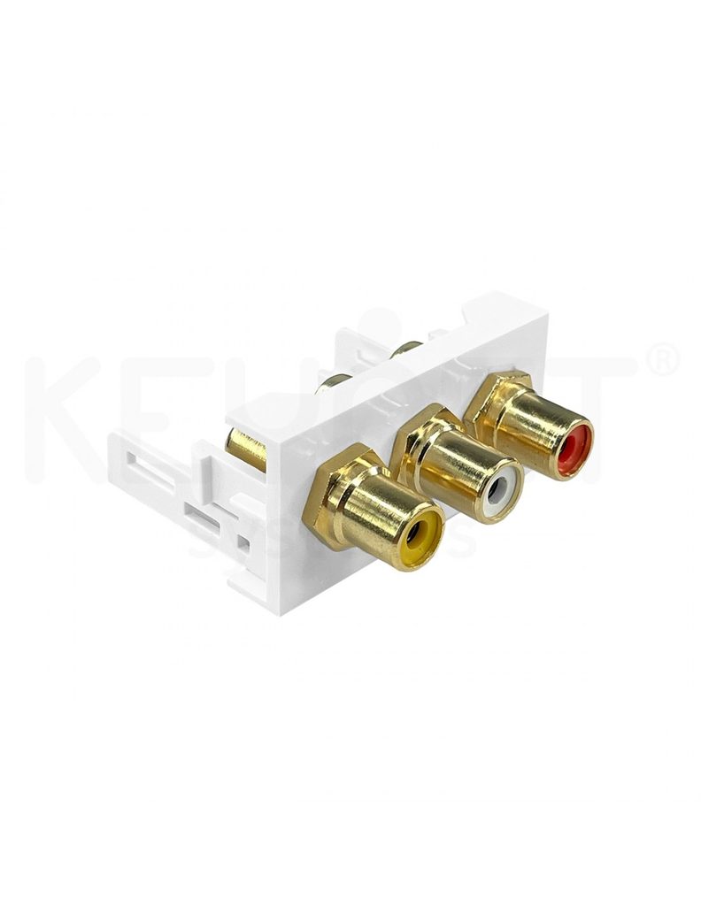 Módulo multimedia 3RCA 45x22,5 blanco, FME-RCA-W