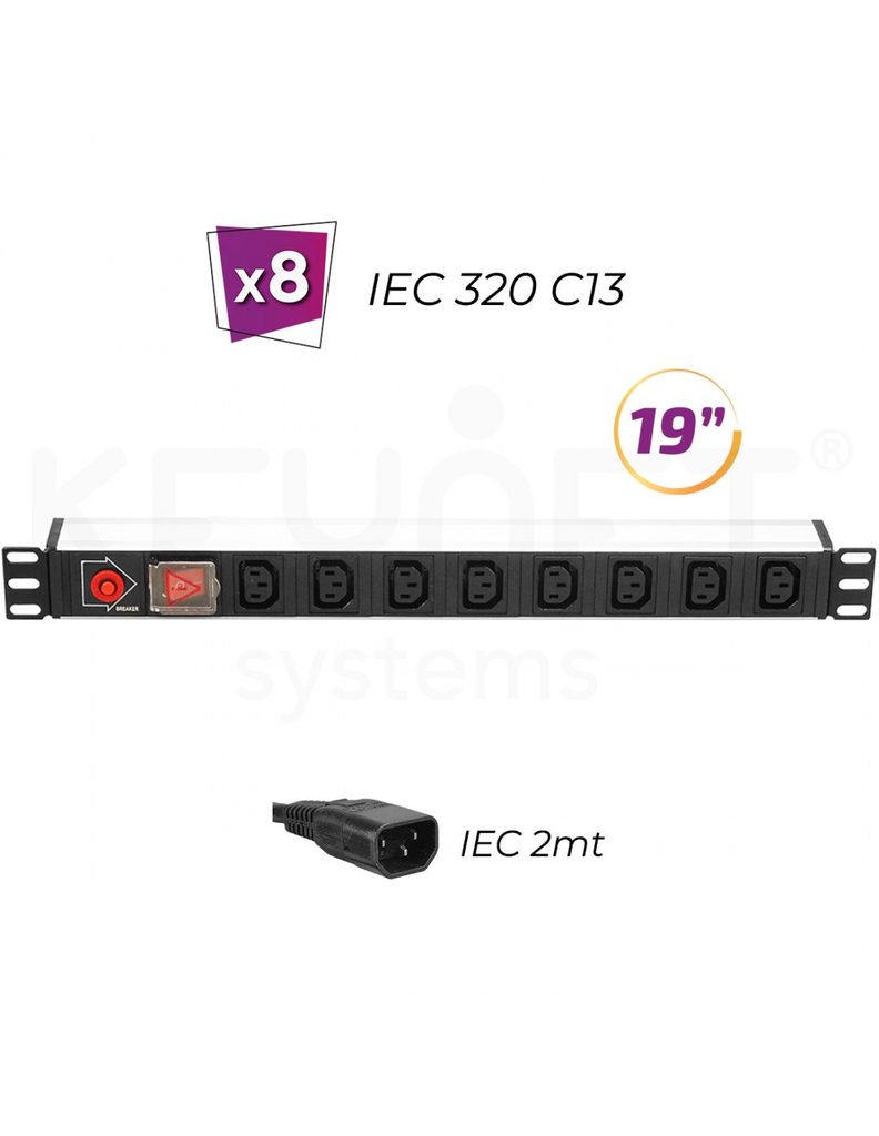 Regleta 19" 1U FSK-1908-ECB
