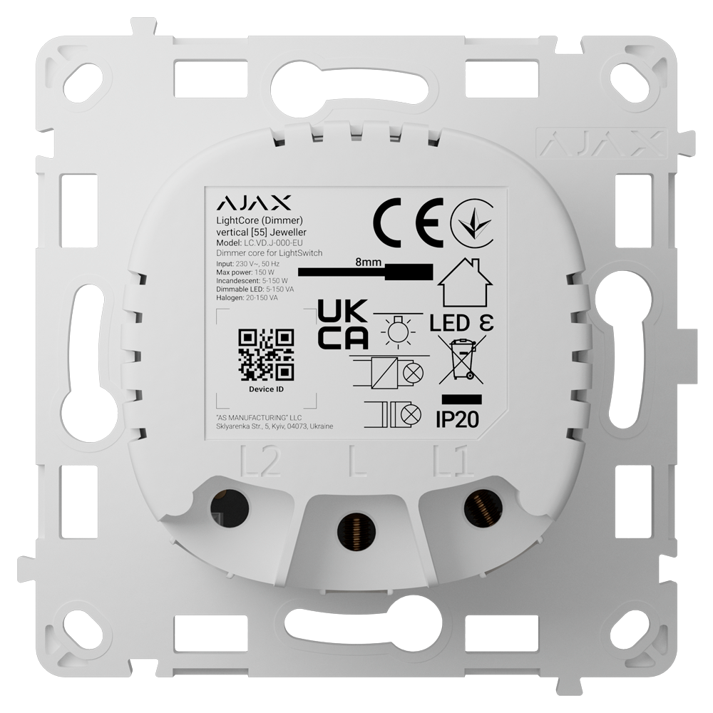 Relé interruptor de luz inteligente regulable AJAX - AJ-LIGHTCORE-DIMMER-VERT