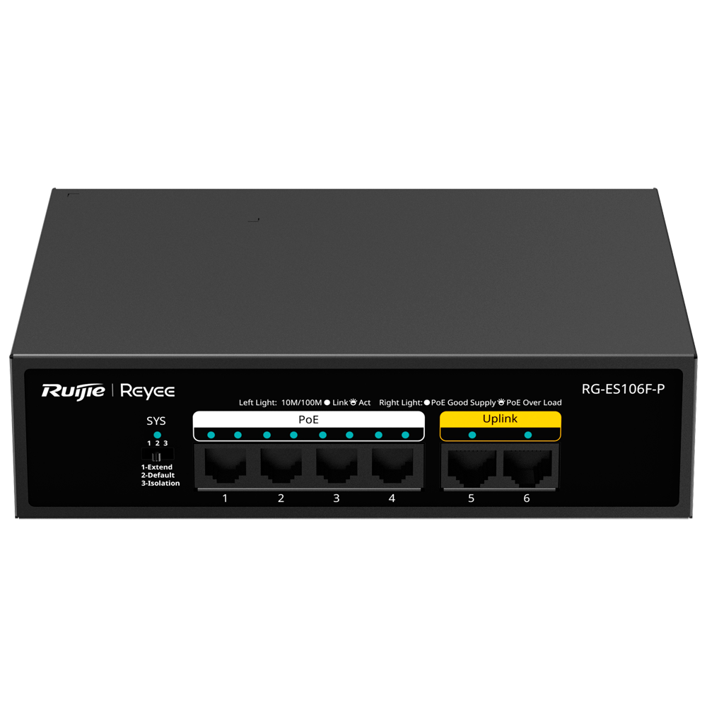 Reyee Switch PoE Sobremesa - RG-ES106F-P