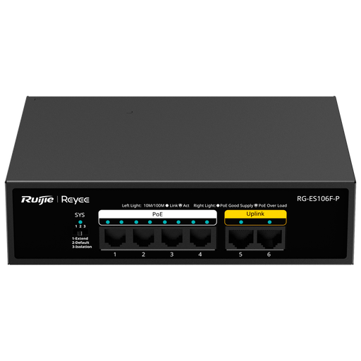 [RG-ES106F-P] Reyee Switch PoE Sobremesa - RG-ES106F-P