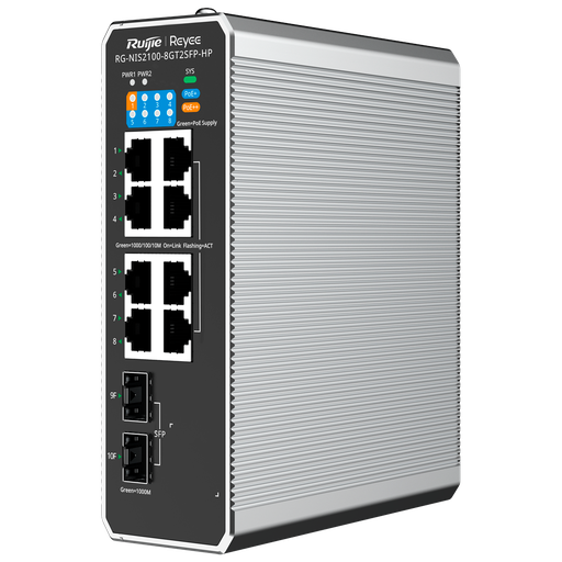 [RG-NIS2100-8GT2SFP-HP] Reyee Switch Industrial PoE Cloud Capa 2 - RG-NIS2100-8GT2SFP-HP