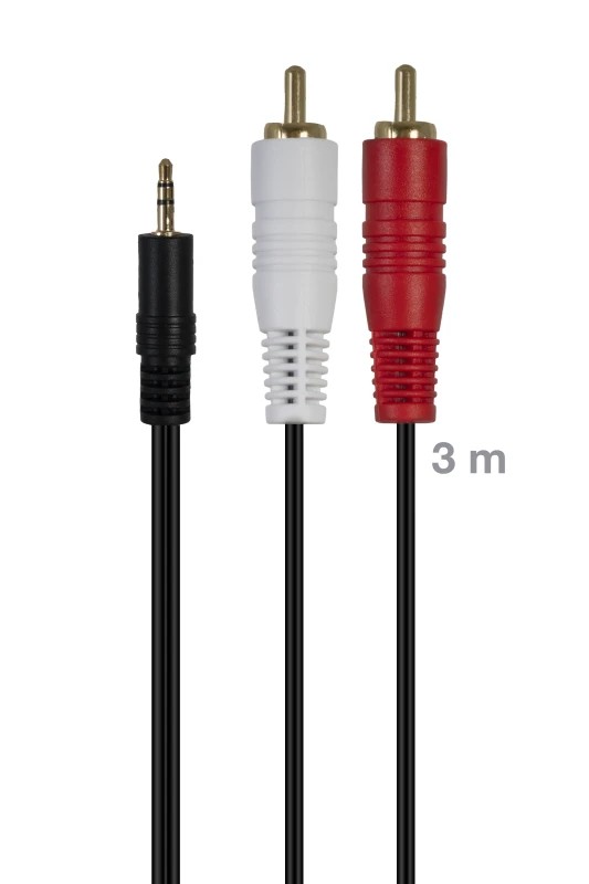 JACKRCA-MM-3 - Cable de señal de audio Jack 3'5 mm macho 2 RCA macho