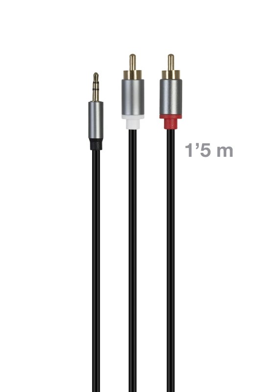 JACKRCAPRO-MM-1-5 - Cable de señal de audio Jack 3'5 mm macho 2 RCA macho