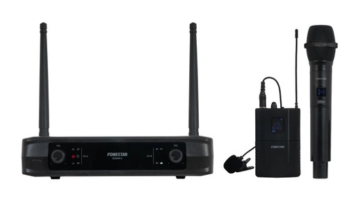 [SONAIR-2MP] SONAIR-2MP - Micrófono inalámbrico doble de mano y petaca UHF, frecuencia fija