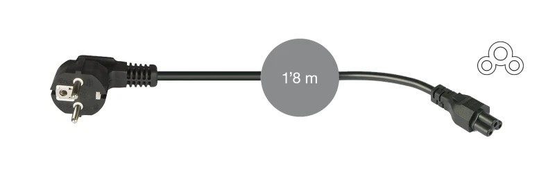 SR-424 - Cable alimentación CA Schuko macho a IEC 60320 C5 hembra mickey/trébol