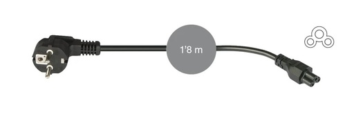 [SR-424] SR-424 - Cable alimentación CA Schuko macho a IEC 60320 C5 hembra mickey/trébol