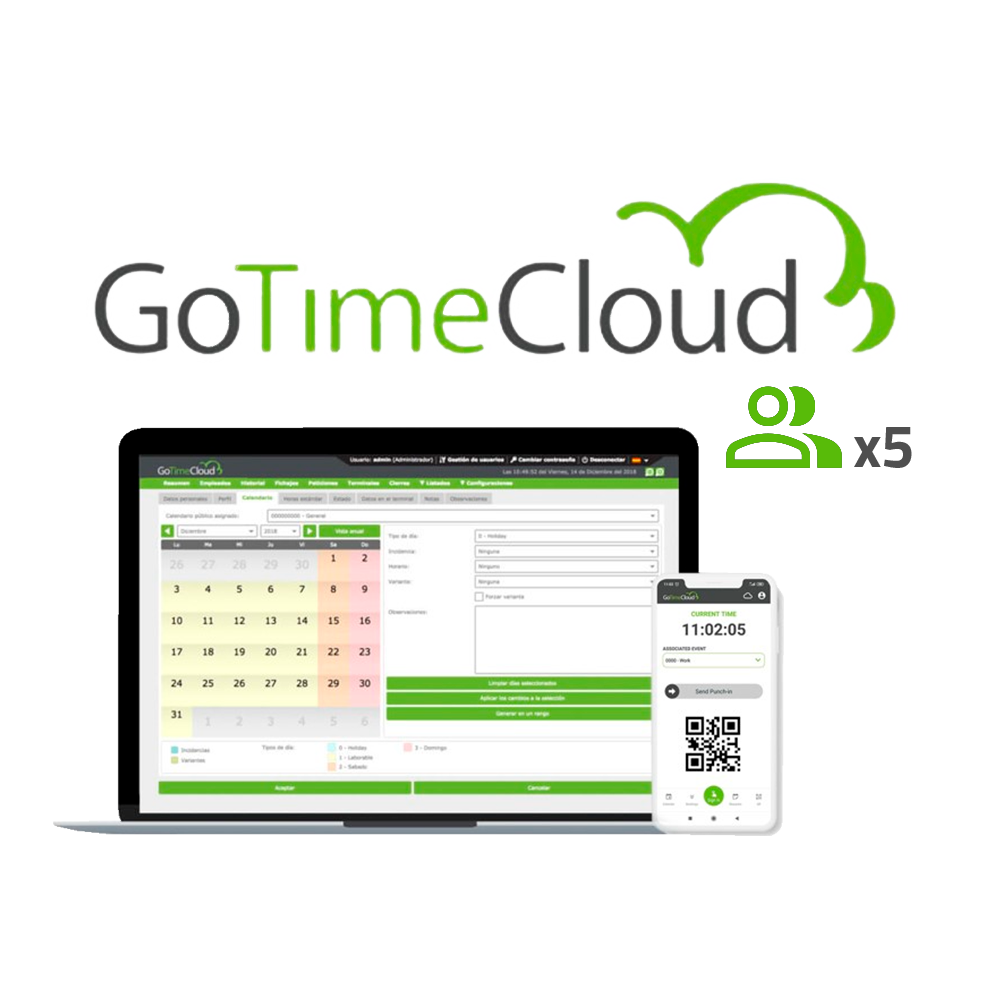 ZK-GOTIMECLOUD-5 Licencia nube control de presencia