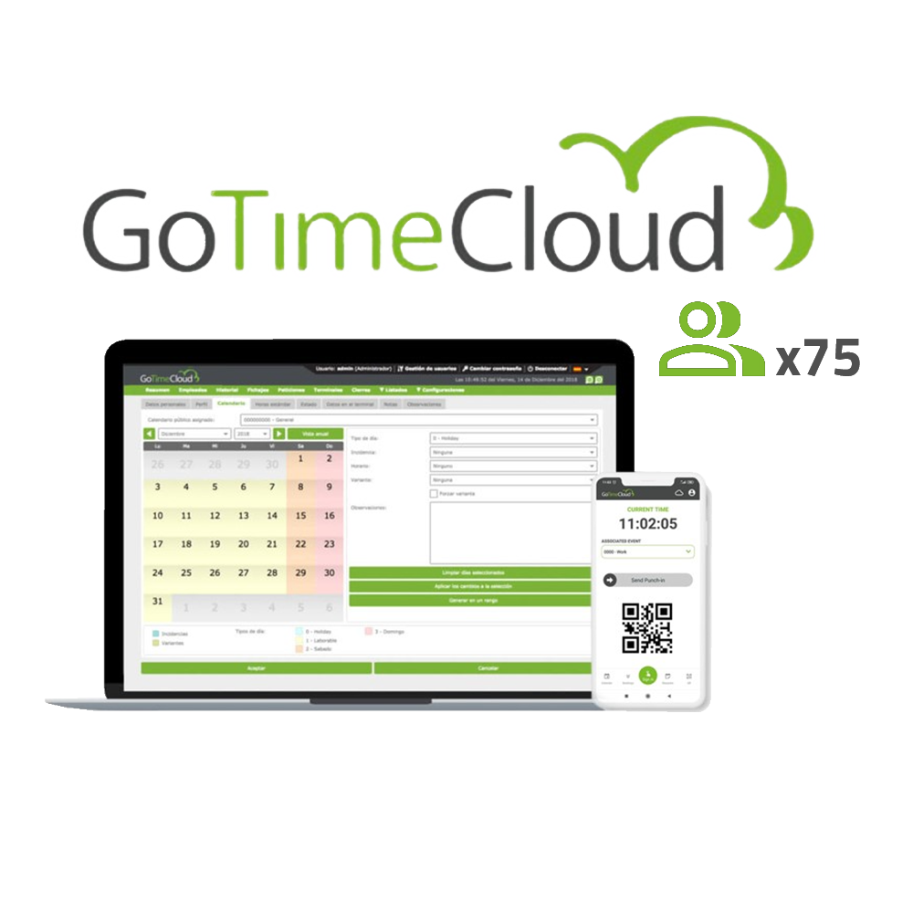 ZK-GOTIMECLOUD-75 Licencia nube control de presencia