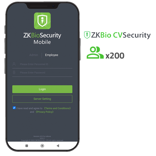 [ZK-SOF-BIOCV-MBAPP-200EMP] ZK-SOF-BIOCV-MBAPP-200EMP Licencia APP de ZKBio CVSecurity
