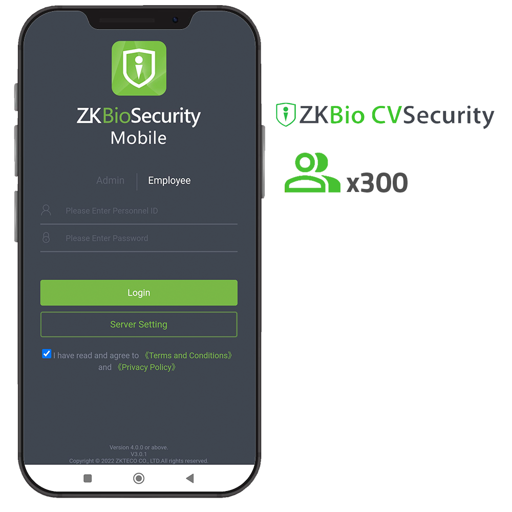 ZK-SOF-BIOCV-MBAPP-300EMP Licencia APP de ZKBio CVSecurity