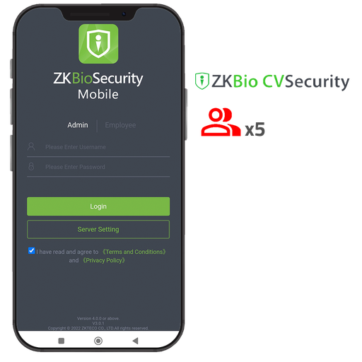 [ZK-SOF-BIOCV-MBAPP-5ACC] ZK-SOF-BIOCV-MBAPP-5ACC Licencia APP de ZKBio CVSecurity