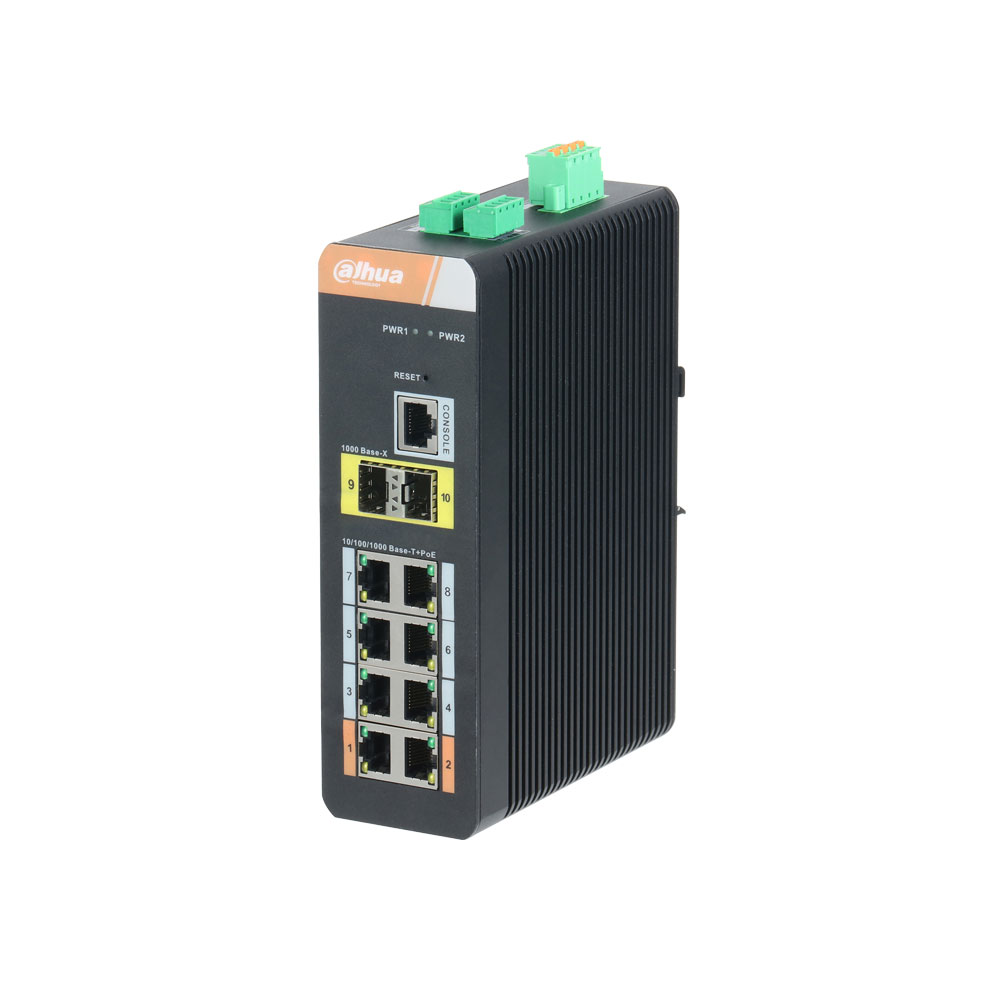 SWITCH INDUSTRIAL GESTIONABLE POE (L2) DE 8 PUERTOS DAHUA-1942N