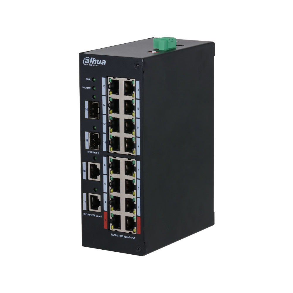 Switch PoE industrial de 16 puertos Gigabit DAHUA-4257