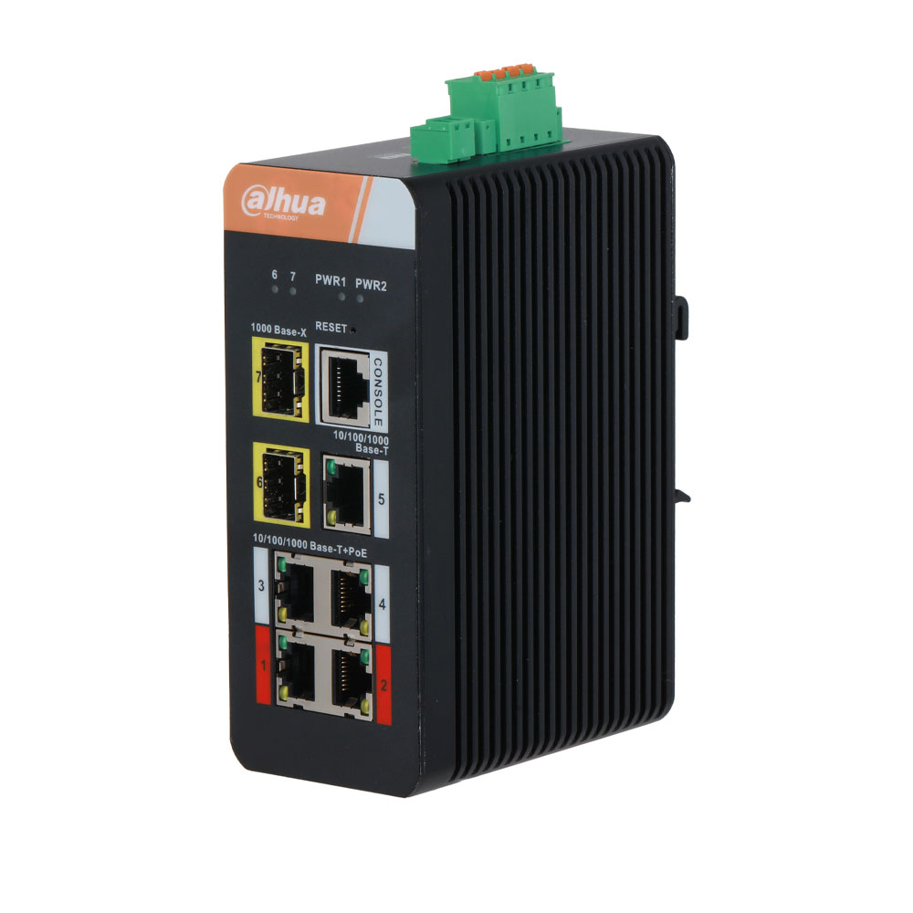Switch industrial L2 de 7 puertos con 4 PoE DAHUA-4430