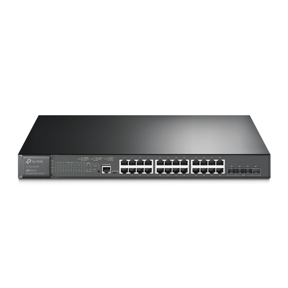 Switch L2+ con 24 puertos PoE+ Gigabit y 4 SFP+ 10 Gigabit TPLINK-042