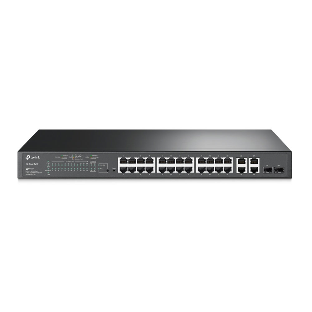 Switch L2+ con 24 puertos PoE+ y 2 puertos combo TPLINK-050