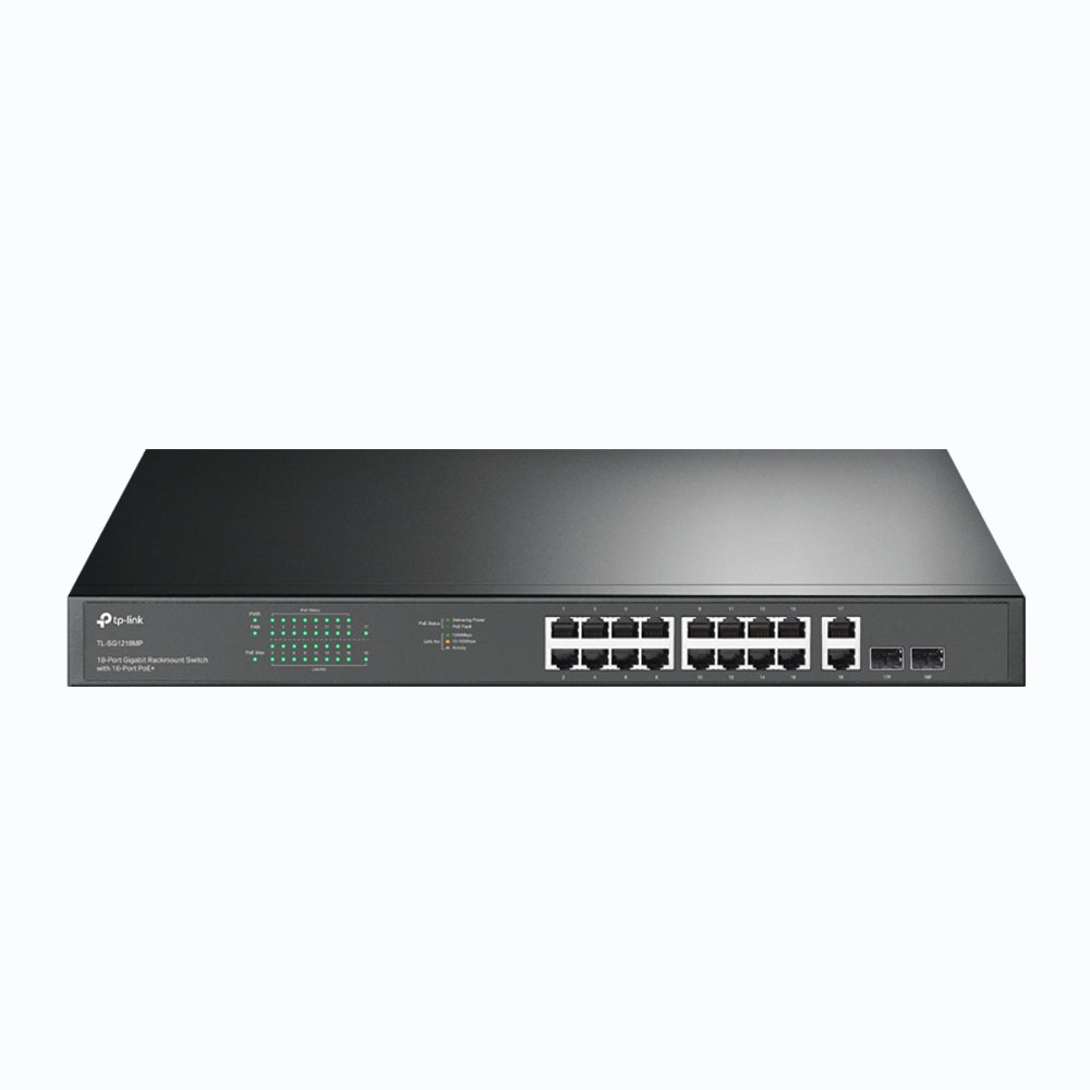 Switch PoE+ Gigabit de 16 puertos y 2 combo SFP TPLINK-107