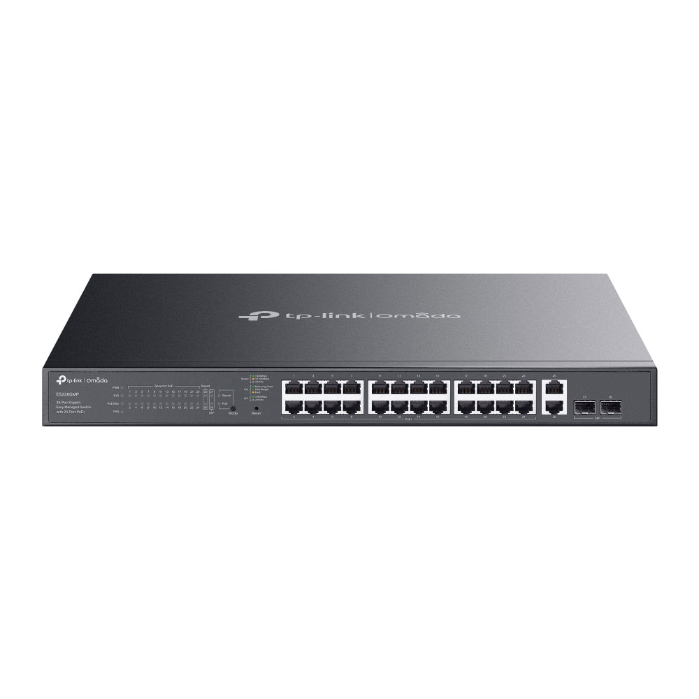 Switch Gigabit Easy Managed de 28 puertos con 24 PoE+ y 2 SFP TPLINK-133