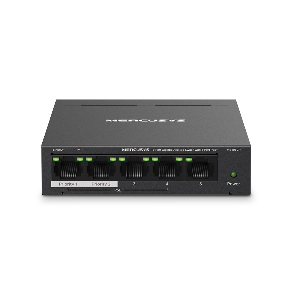Switch Gigabit de 5 puertos Mercusys con 4 puertos PoE+ TPLINK-201
