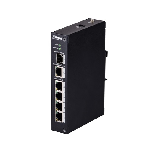 [DAHUA-1416] Switch industrial (L2) no gestionable de 4 puertos Fast Ethernet + 1 puerto uplink Gigabit + 1 puerto 1000Base-X SFP DAHUA-1416