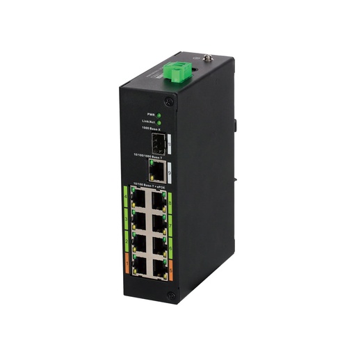 [DAHUA-1593] Switch Industrial no gestionable (L2) de 8 puertos ePoE + 1 puerto uplink Gigabit Ethernet + 1 puerto Gigabit Fibra SFP DAHU...