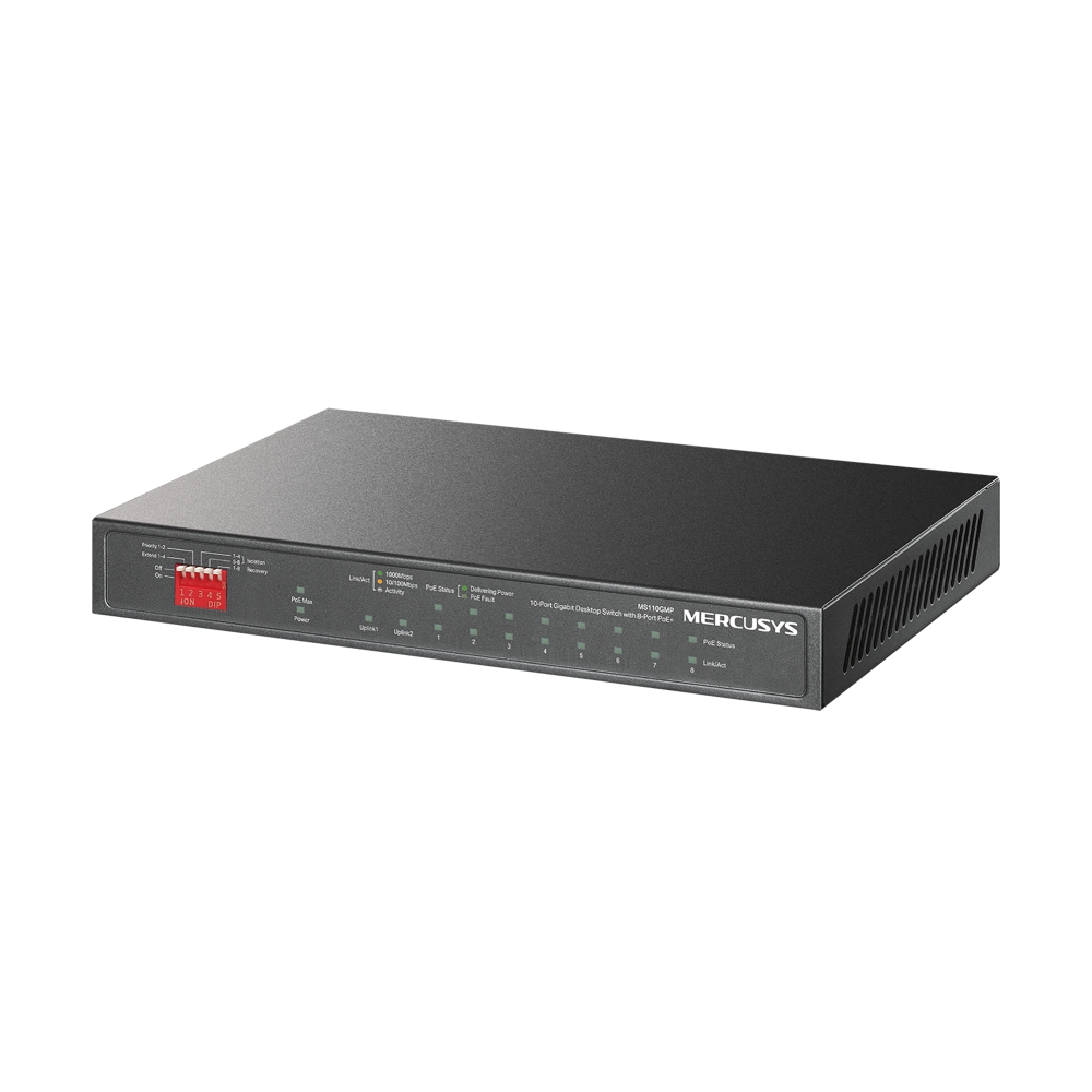Switch PoE+ gigabit TP-Link Mercusys de 10 canales TPLINK-256