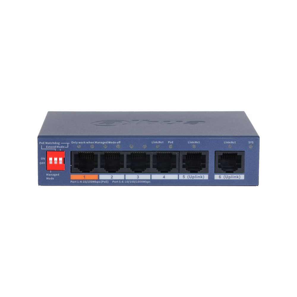 Switch PoE gestionable en la nube Dahua de 6 puertos DAHUA-5029