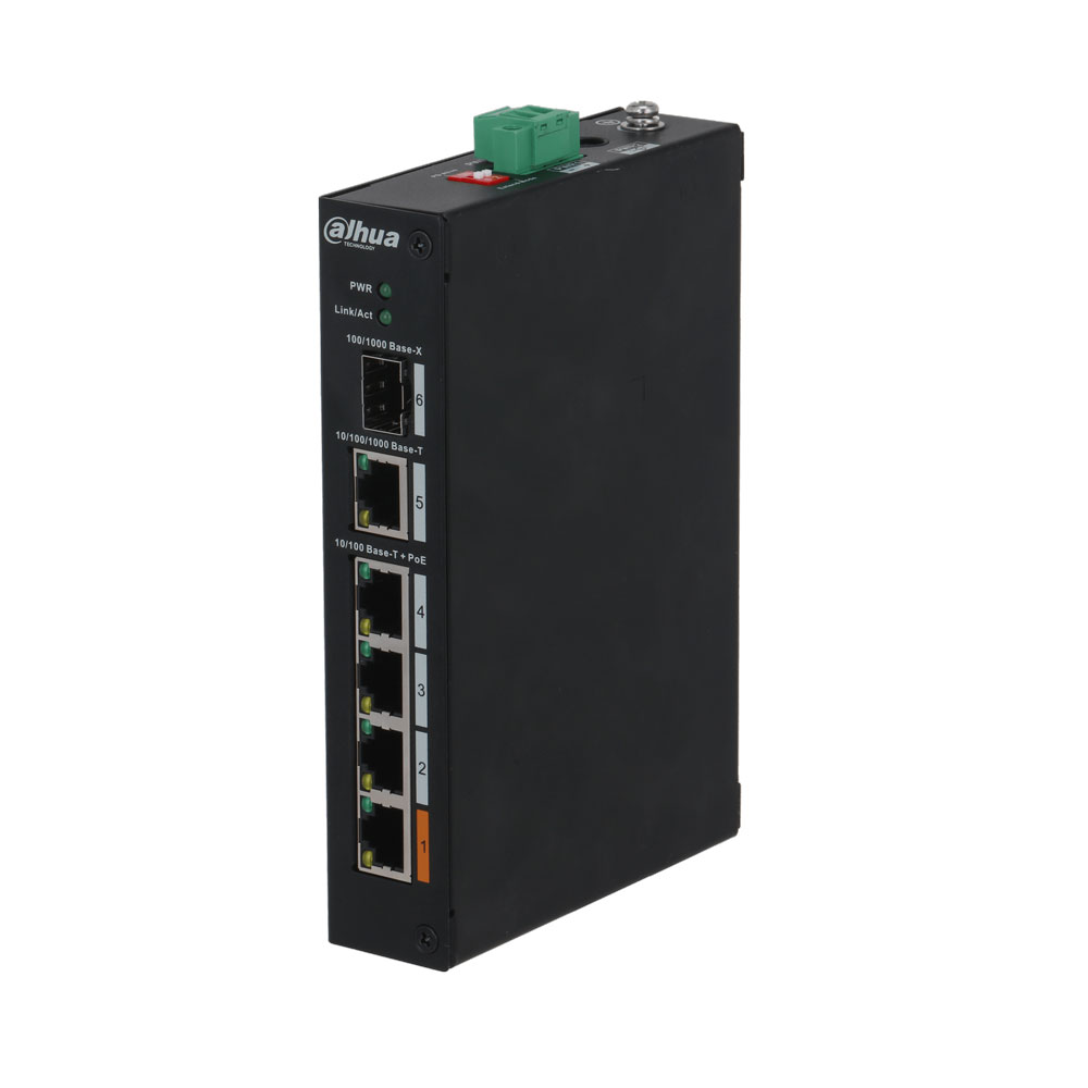 Switch Dahua no gestionable 4 PoE + 2 Gigabit combo DAHUA-1805N