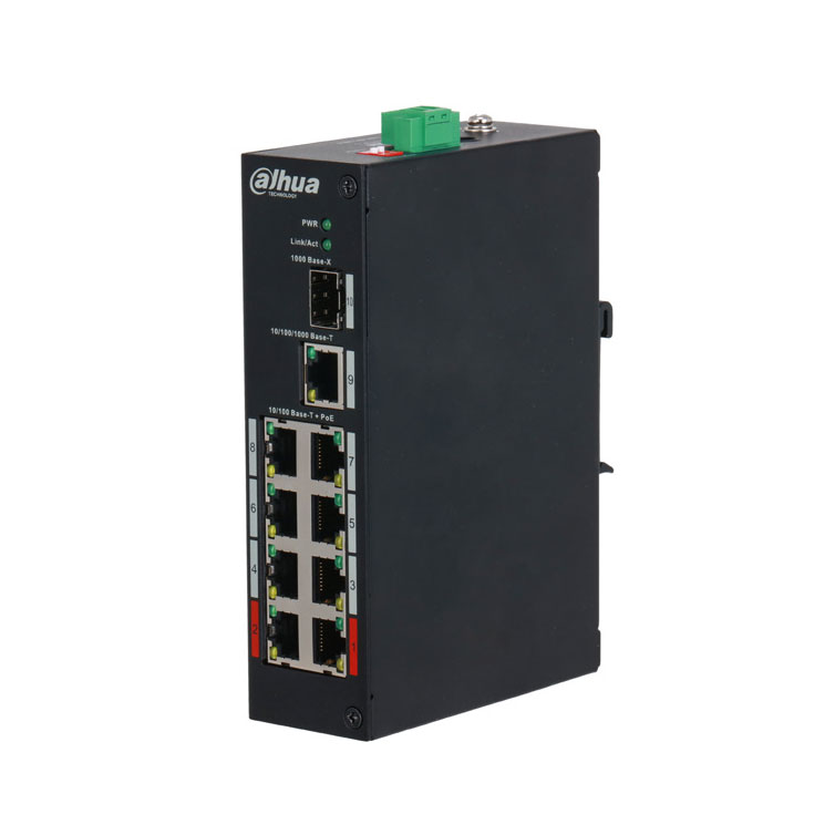 Switch Dahua no gestionable 8 PoE + 2 Gigabit combo DAHUA-1806N