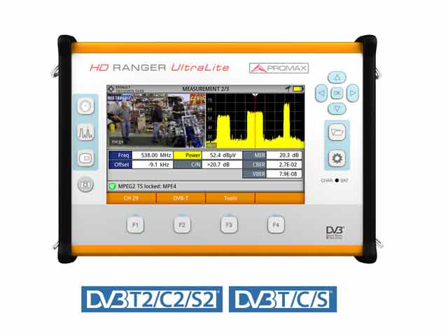 HD RANGER Ultralite · Medidor de campo TV y satélite PROMAX en formato tablet