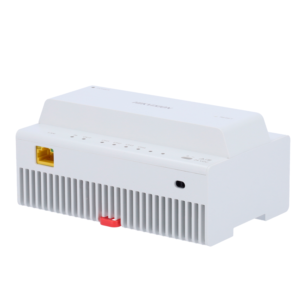 Conversor para edificios - 2 hilos a IP - 4 grupos de 2 hilos - TCP/IP con RJ45 - Alimenta dispositivos a 2 hilos ... DS-KAD704Y