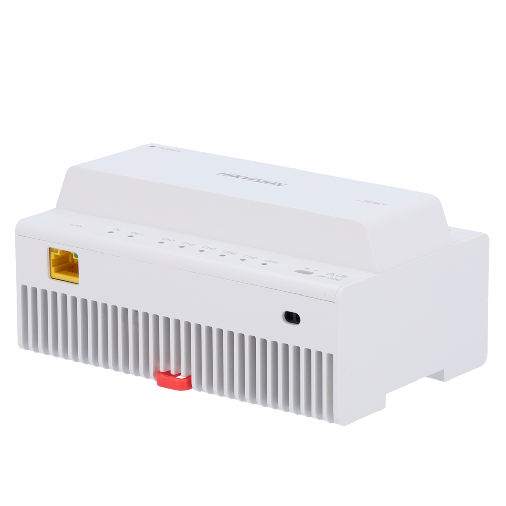 Conversor para edificios - 2 hilos a IP - 6 grupos de 2 hilos - TCP/IP con RJ45 - Alimenta dispositivos a 2 hilos ... DS-KAD706Y