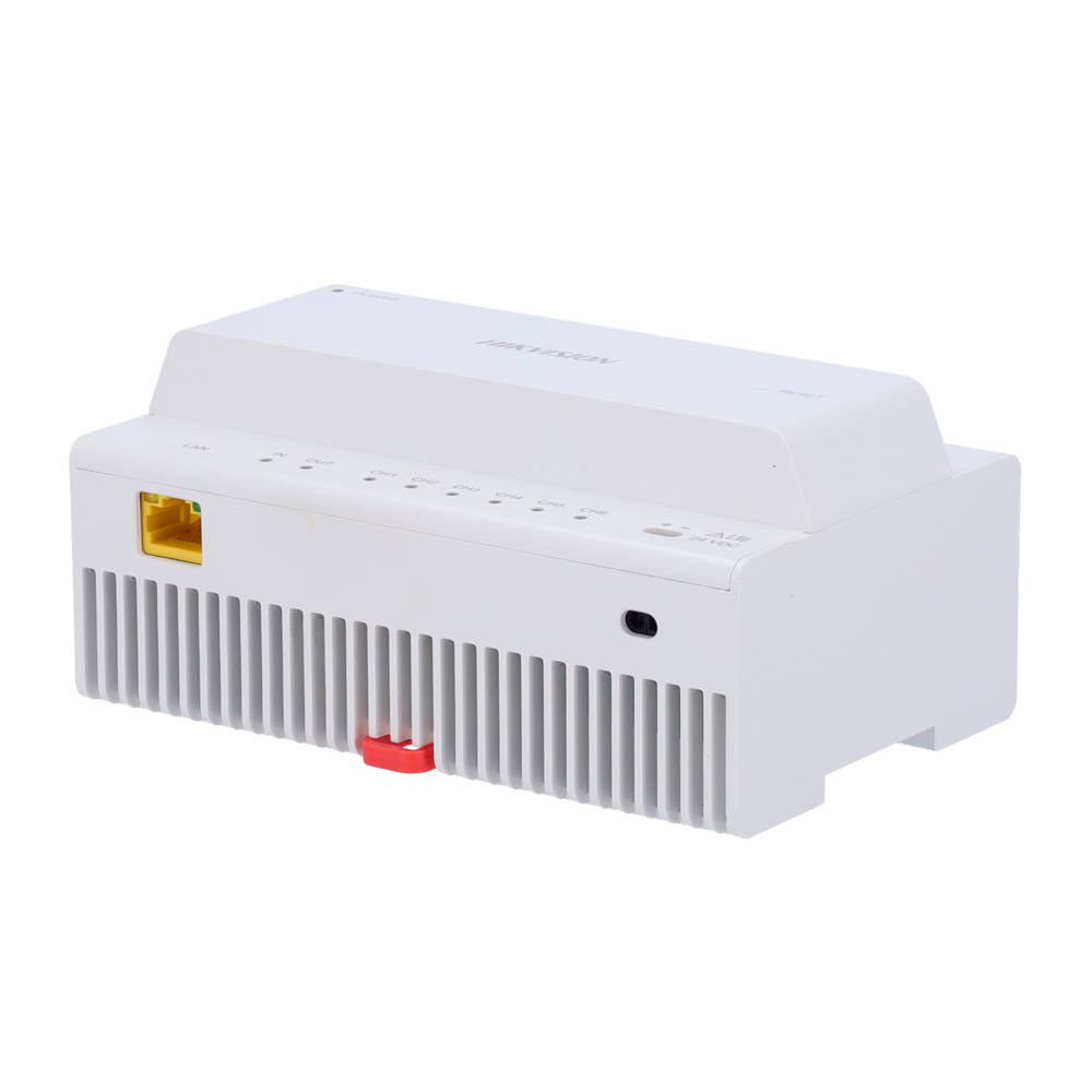 Conversor para edificios - 2 hilos a IP - 6 grupos de 2 hilos - TCP/IP con RJ45 - Conecta con DS-KAD706Y - Monta... DS-KAD706Y-S