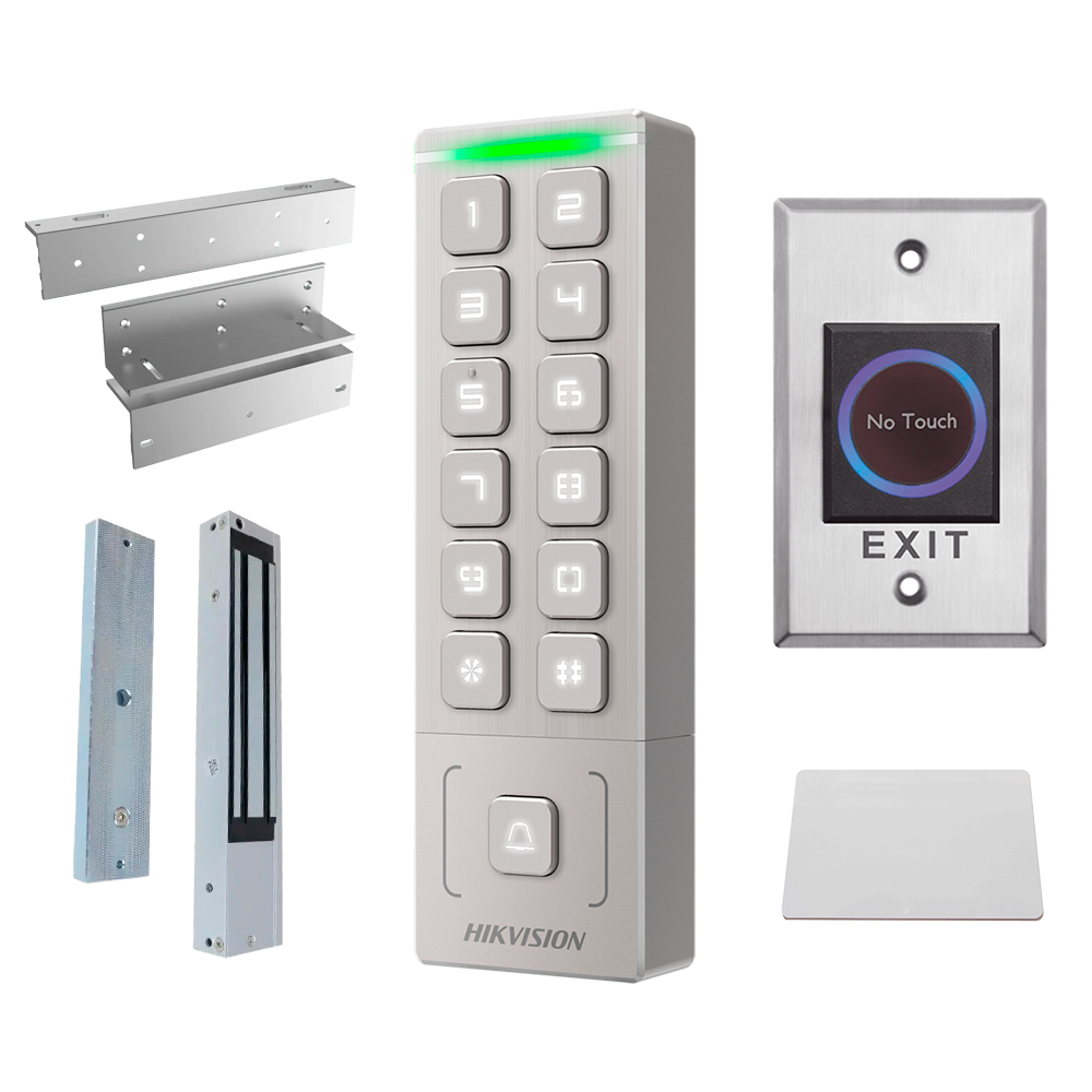 Kit de control de acceso - Tarjeta EM y PIN - Autónomo, ventosa, perfil, pulsador y tarjeta - Controladora integr... DS-KAS809EX