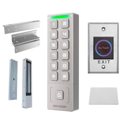 [DS-KAS809EX] Kit de control de acceso - Tarjeta EM y PIN - Autónomo, ventosa, perfil, pulsador y tarjeta - Controladora integr... DS-KAS809EX