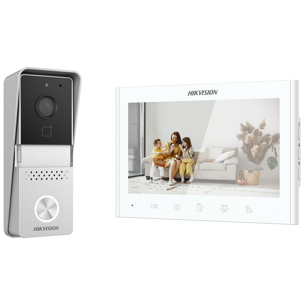 Kit de videoportero - Tecnología 2 hilos analógico - Placa y monitor - Lector MF | Conexión por 2 hilos -... DS-KIS102-P/Surface
