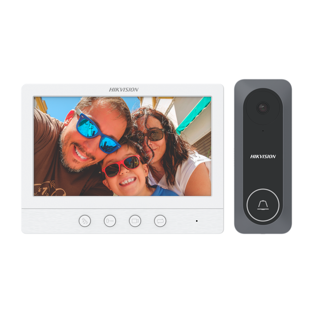 Kit de videoportero - Tecnología 4 hilos analógico - Placa y monitor | Permite 2 monitores más - Conexión por 4 hil... DS-KIS212