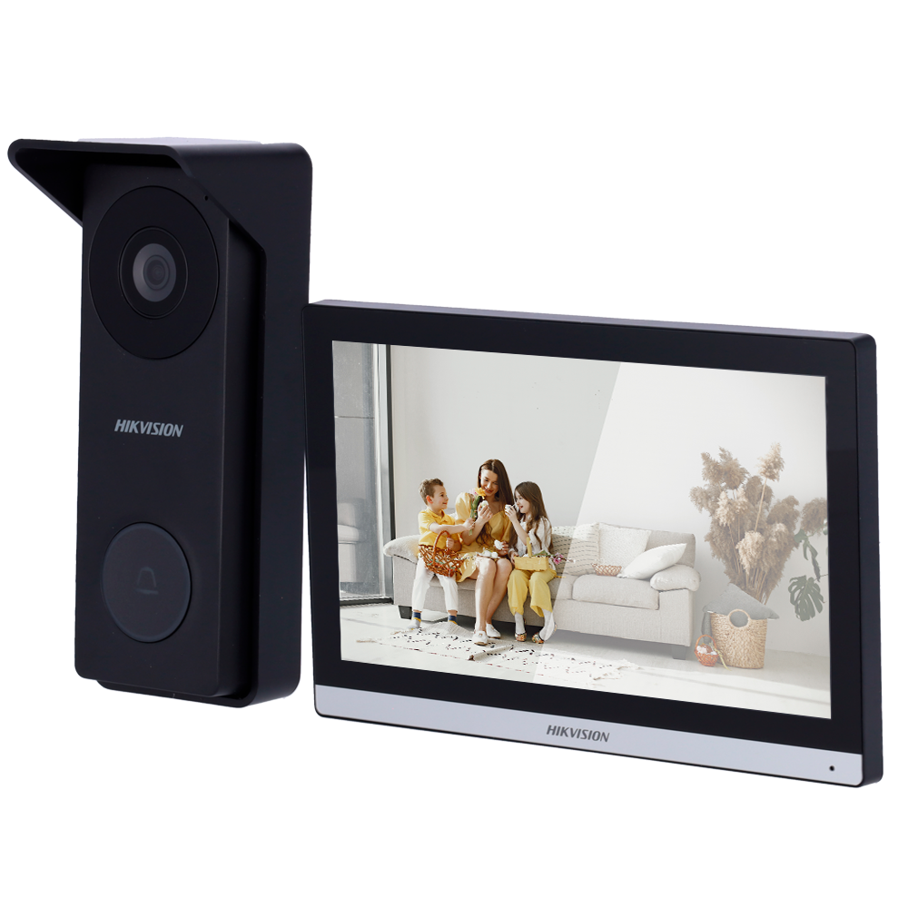 Kit de videoportero - Tecnología 4 hilos analógico & WiFi - Placa y monitor | Permite 2 monitores más - Conexi... DS-KIS313-P(B)