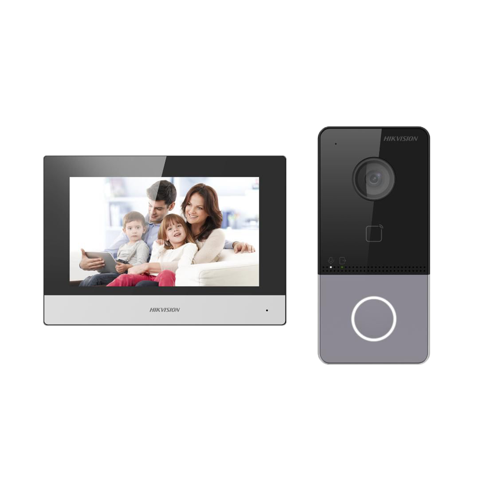 Kit de videoportero - Tecnología IP & WiFi - Placa y monitor | Permite 16 monitores más - Lector MF | PoE - Ap... DS-KIS603-P(C)