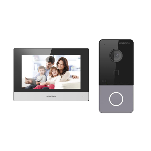 [DS-KIS603-P(C)] Kit de videoportero - Tecnología IP & WiFi - Placa y monitor | Permite 16 monitores más - Lector MF | PoE - Ap... DS-KIS603-P(C)