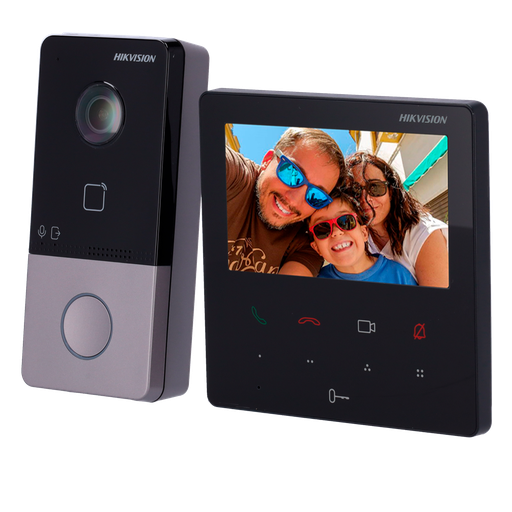 [DS-KIS606-P] Kit de videoportero - Tecnología IP & WiFi - Placa y monitor | Permite 16 monitores más - Lector MF | PoE - App m... DS-KIS606-P