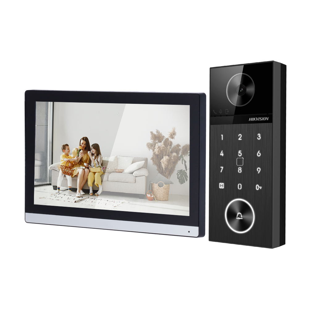 Kit de videoportero 4 Mpx - Tecnología IP & WiFi - Placa y monitor | Permite 16 monitores más - Lector MF, Blueto... DS-KIS612-P