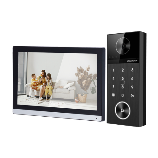 [DS-KIS612-P] Kit de videoportero 4 Mpx - Tecnología IP & WiFi - Placa y monitor | Permite 16 monitores más - Lector MF, Blueto... DS-KIS612-P