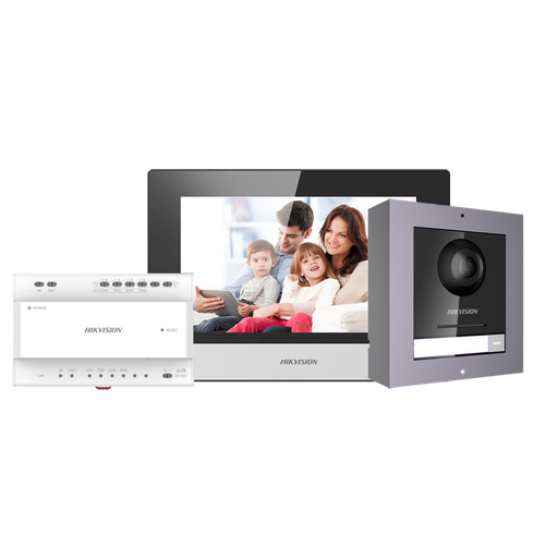 [DS-KIS702Y] Kit de videoportero - Tecnología 2 hilos con TCP/IP & WiFi - Placa y monitor | Permite 16 monitores más - App móvi... DS-KIS702Y