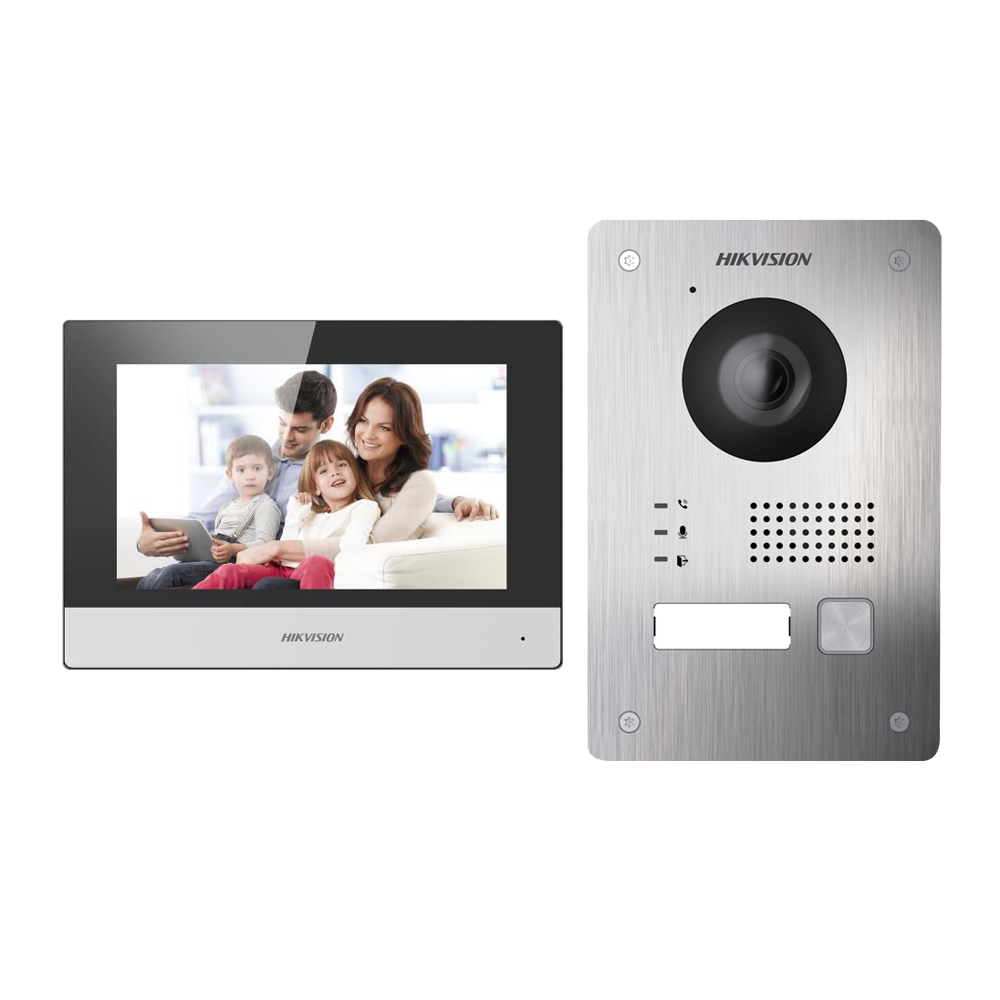 Kit de videoportero - Tecnología 2 hilos con TCP/IP & WiFi - Placa y monitor | Permite sólo 1 monitor - Firmware... DS-KIS703Y-P