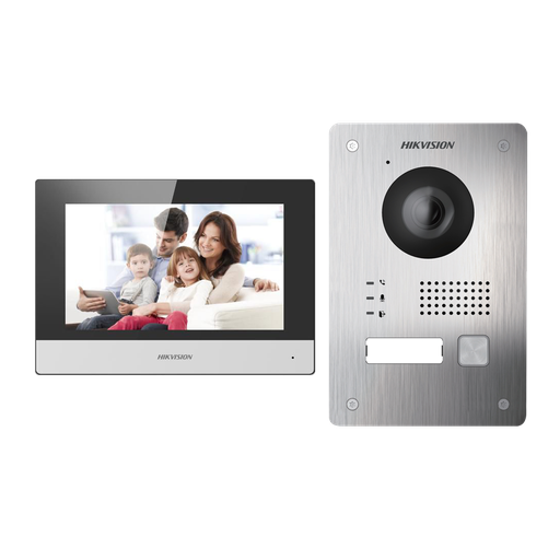 [DS-KIS703Y-P] Kit de videoportero - Tecnología 2 hilos con TCP/IP & WiFi - Placa y monitor | Permite sólo 1 monitor - Firmware... DS-KIS703Y-P