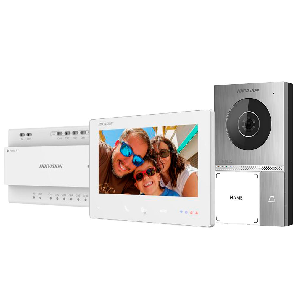 Kit de videoportero con dos relés - Tecnología 2 hilos HD con WiFi - Placa y monitor | Permite 8 monitores más - ... DS-KIS705EY