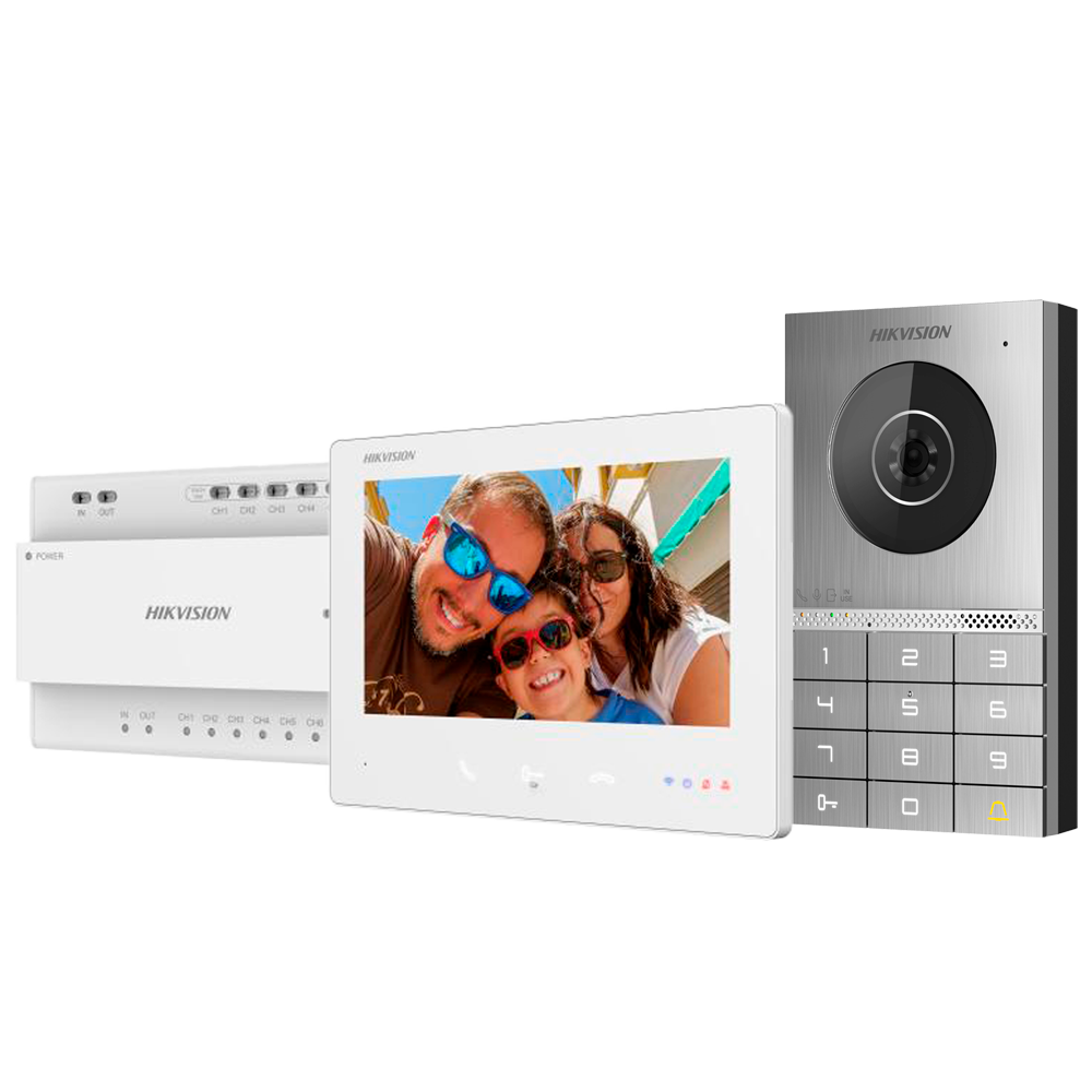 Kit de videoportero con dos relés - Tecnología 2 hilos HD con WiFi - Placa y monitor | Permite 8 monitores más - ... DS-KIS706EY